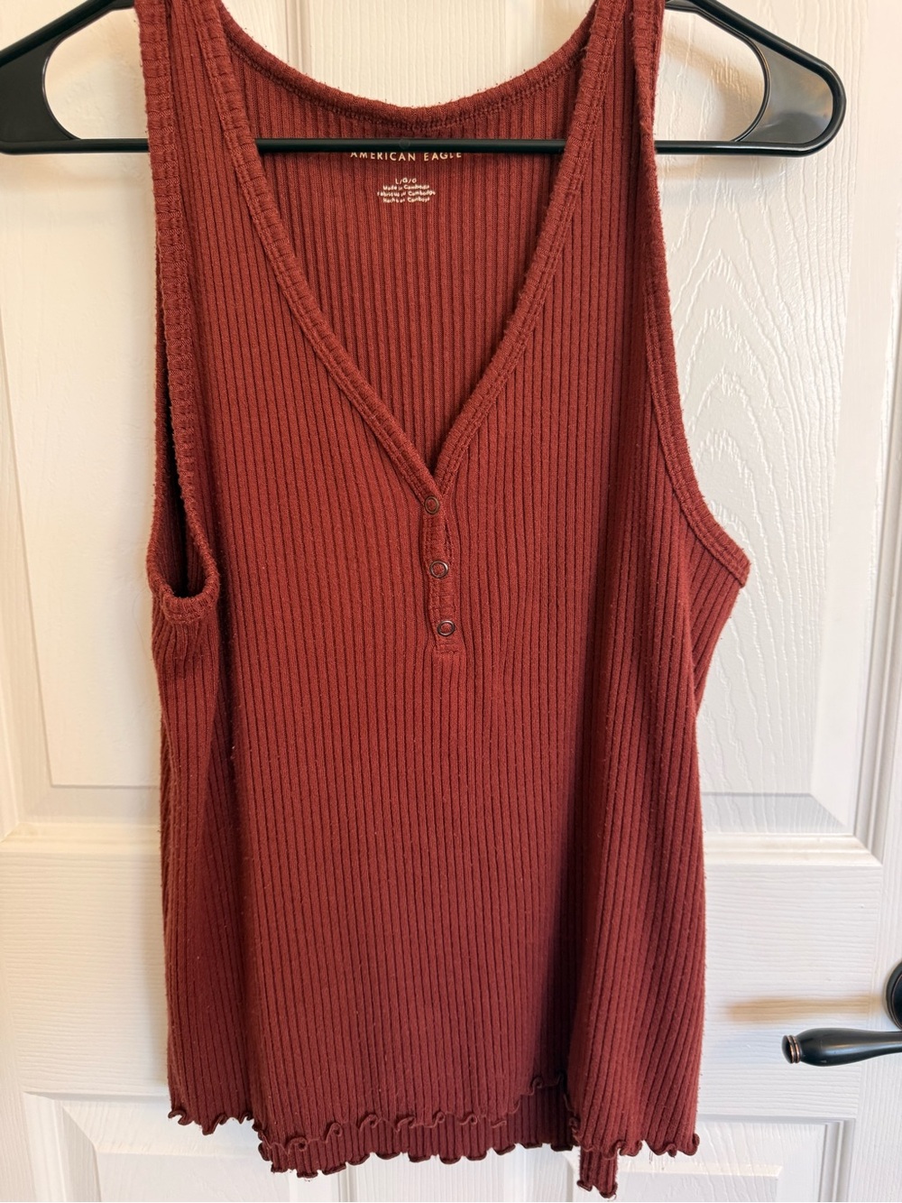 American Eagle Outfitters V-Neck Ribbed Tank Sweater - Rust